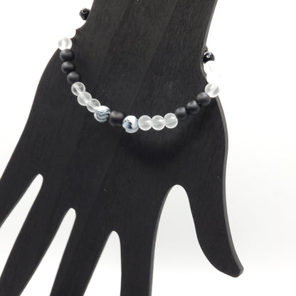 Black and White Beaded Halloween Bracelet