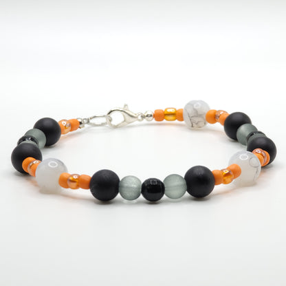 Black and Orange Beaded Halloween Bracelet