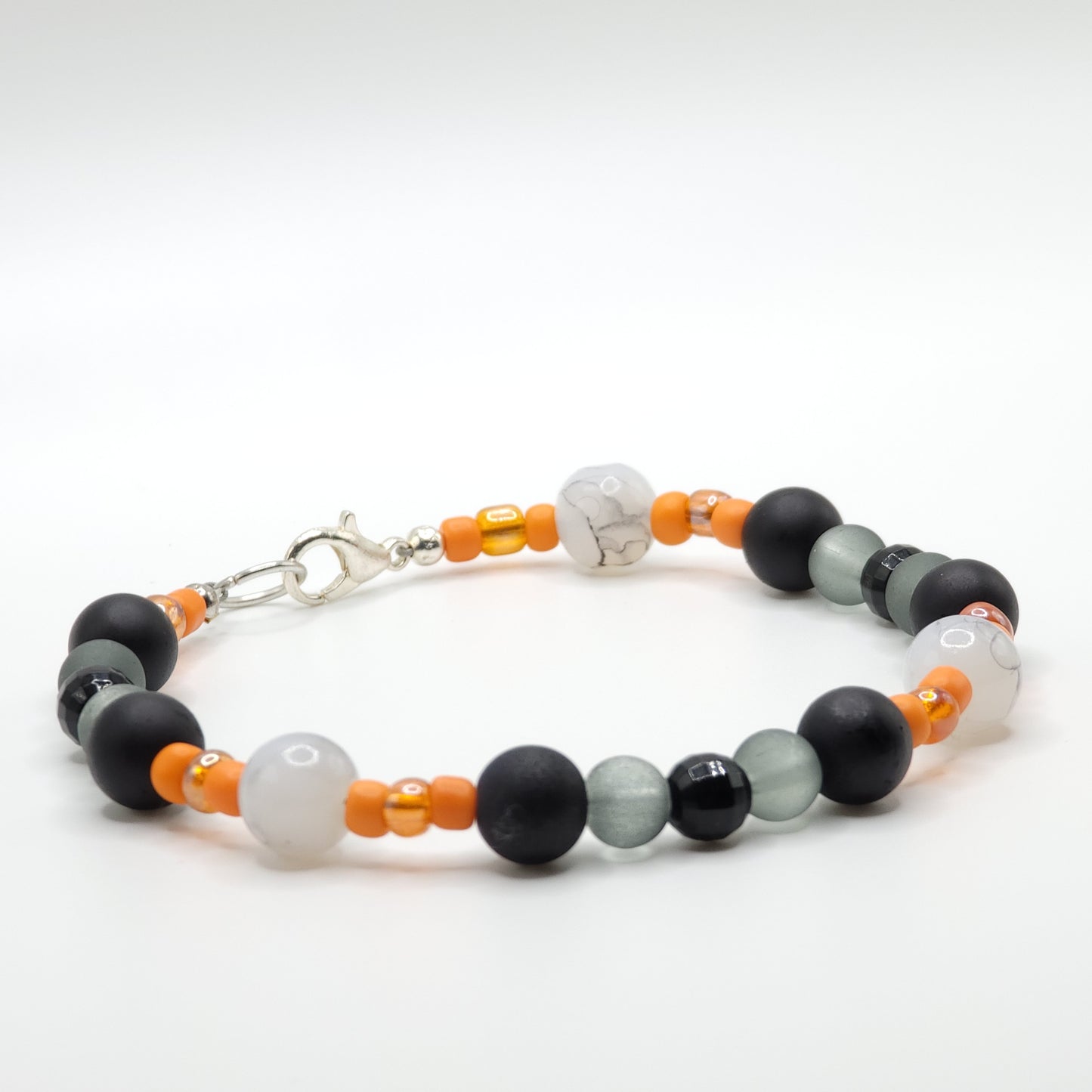 Black and Orange Beaded Halloween Bracelet