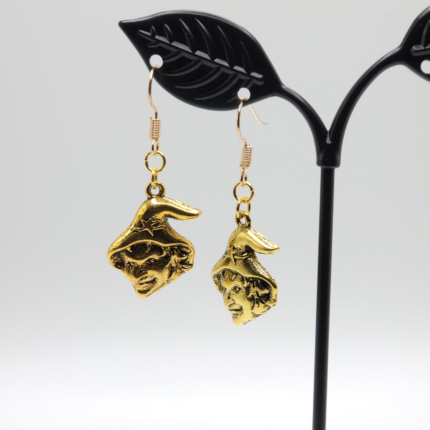 Gold Halloween Witch Earrings