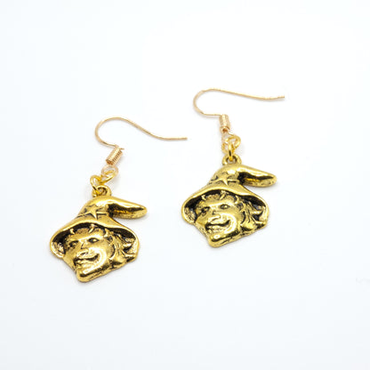 Gold Halloween Witch Earrings