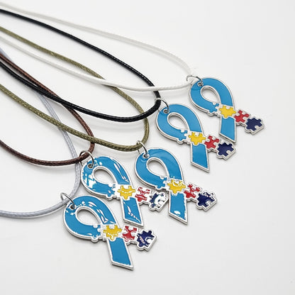 Autism Awareness Necklace - Ribbon